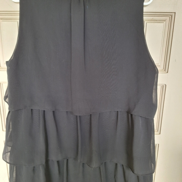 Simply Vera Wang 3 Tier Ruffle Tunic SzL Chiffon Like Black Pullover Sleeveless - Picture 11 of 12